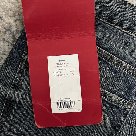 Red Card Tokyo x Beams Japan Rhytm Vintage Mid Straight Size 31 Jeans Button Fly - Picture 7 of 7